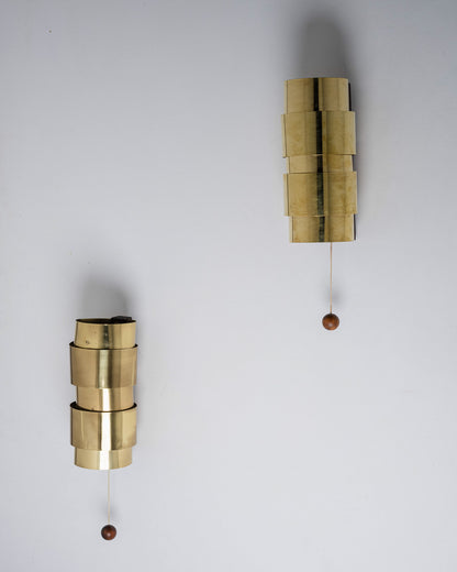 Pair of brass wall lights, Jakobsson, Markaryd AB, 1960s