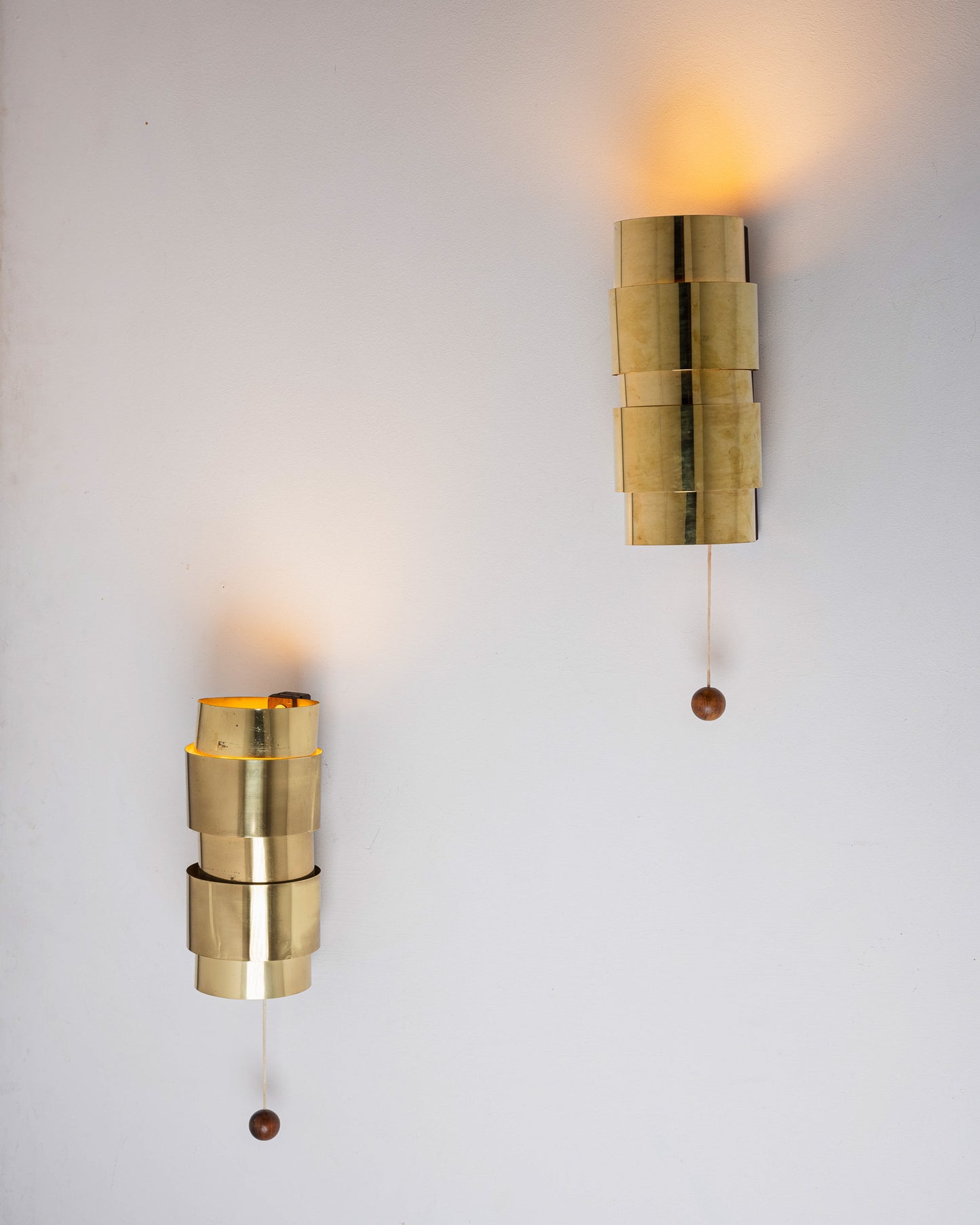 Pair of brass wall lights, Jakobsson, Markaryd AB, 1960s