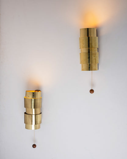 Pair of brass wall lights, Jakobsson, Markaryd AB, 1960s