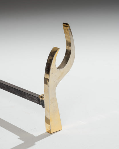 PAIR OF ANDIRONS, JEAN PAUL CREATIONS, 1970s