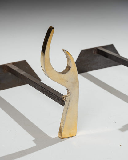 PAIR OF ANDIRONS, JEAN PAUL CREATIONS, 1970s