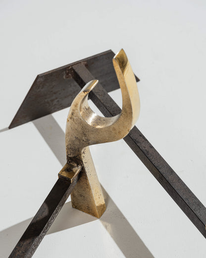 PAIR OF ANDIRONS, JEAN PAUL CREATIONS, 1970s