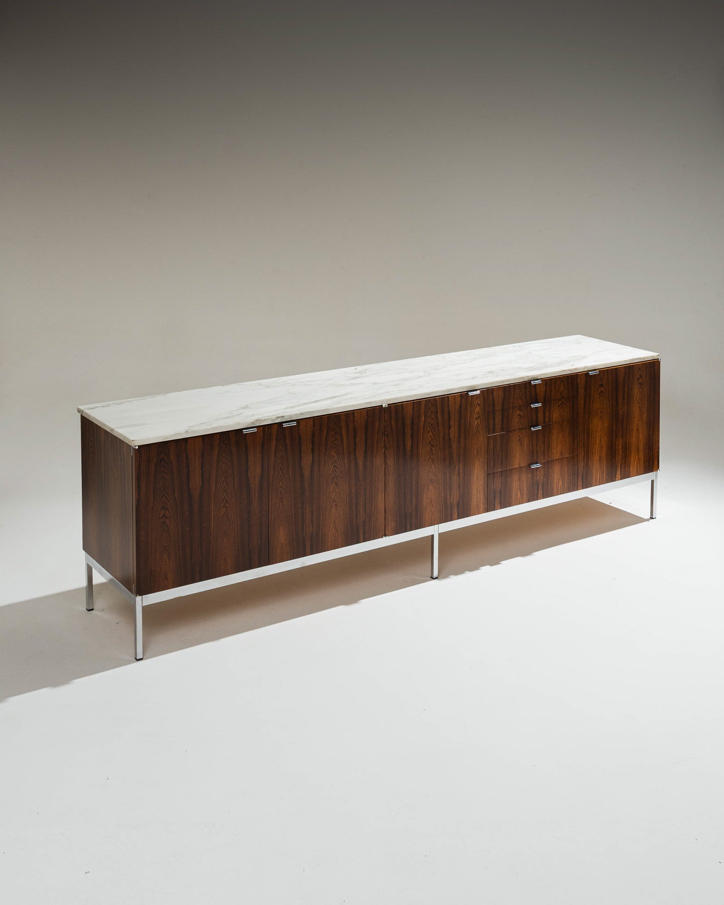 ROSEWOOD AND MARBLE SIDEBOARD, KNOLL, 1960s