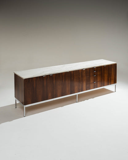 ROSEWOOD AND MARBLE SIDEBOARD, KNOLL, 1960s