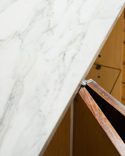 ROSEWOOD AND MARBLE SIDEBOARD, KNOLL, 1960s