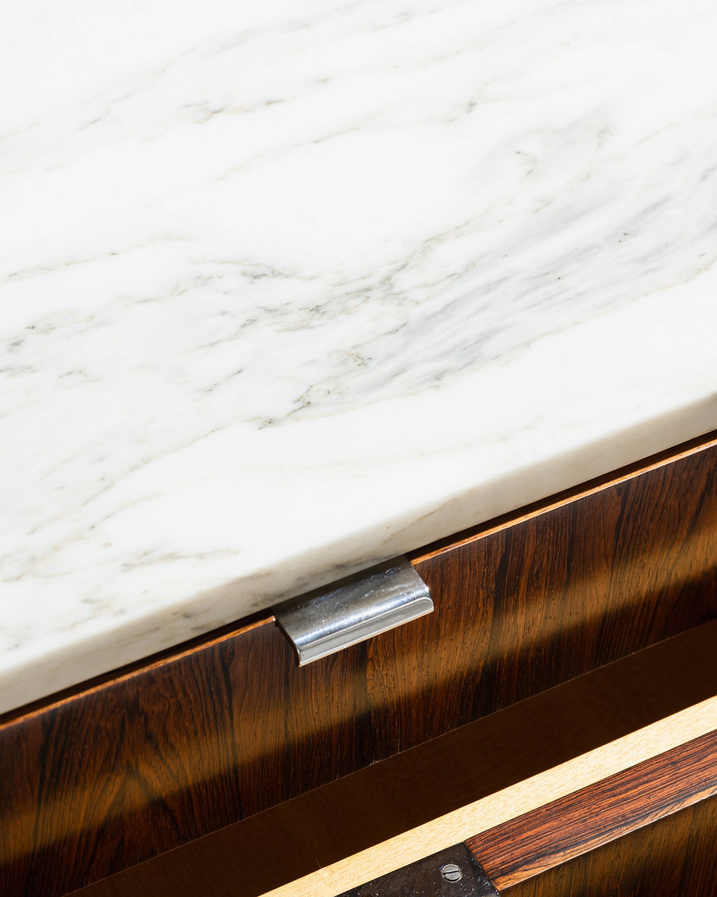 ROSEWOOD AND MARBLE SIDEBOARD, KNOLL, 1960s