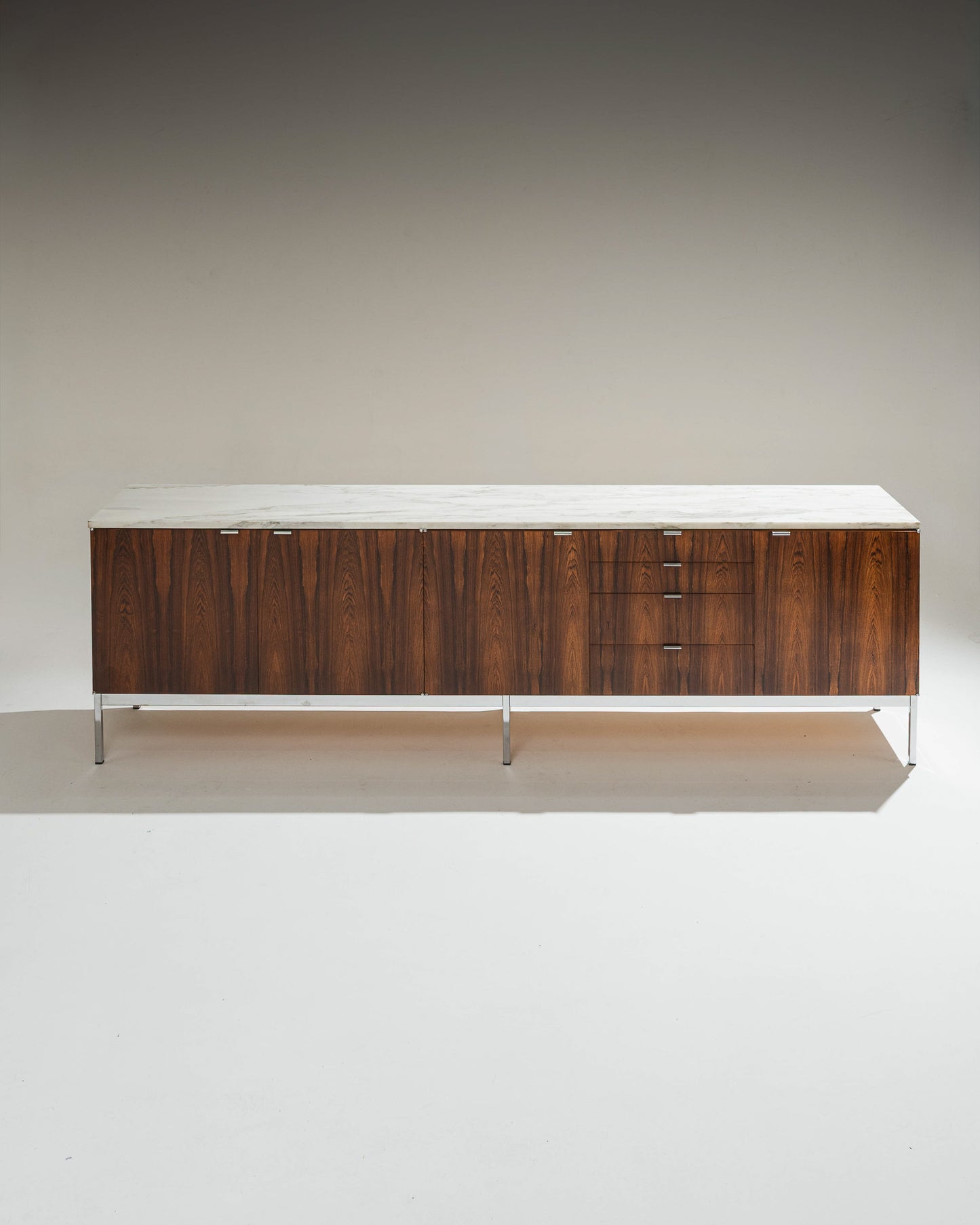 ROSEWOOD AND MARBLE SIDEBOARD, KNOLL, 1960s