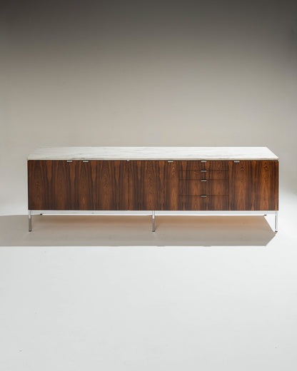 ROSEWOOD AND MARBLE SIDEBOARD, KNOLL, 1960s