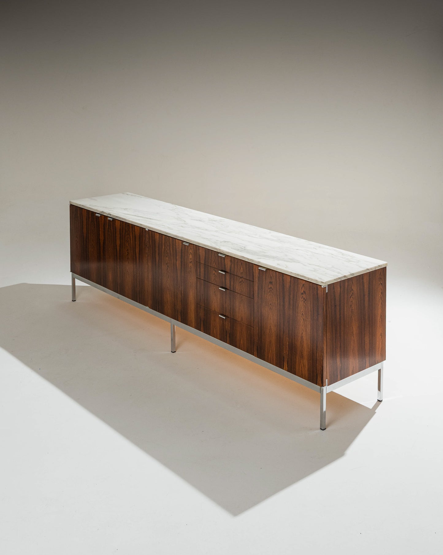 ROSEWOOD AND MARBLE SIDEBOARD, KNOLL, 1960s