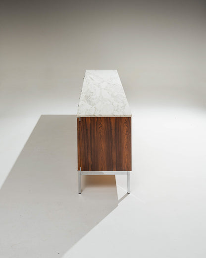 ROSEWOOD AND MARBLE SIDEBOARD, KNOLL, 1960s