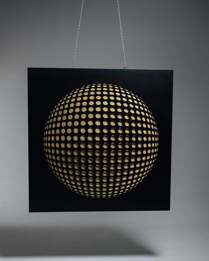 KINETIC PAINTING IN BLACK AND GOLD WOOD