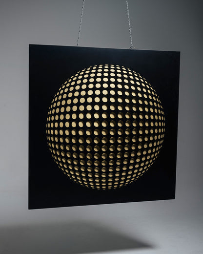 KINETIC PAINTING IN BLACK AND GOLD WOOD