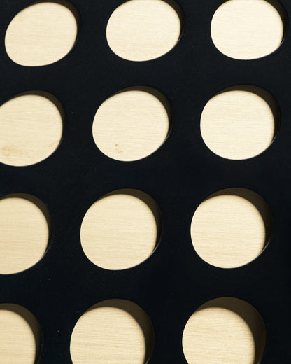 KINETIC PAINTING IN BLACK AND GOLD WOOD