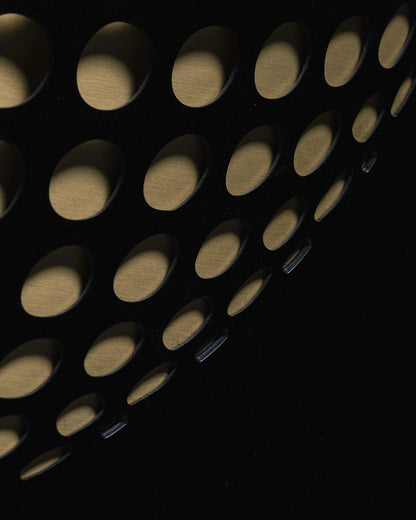 KINETIC PAINTING IN BLACK AND GOLD WOOD