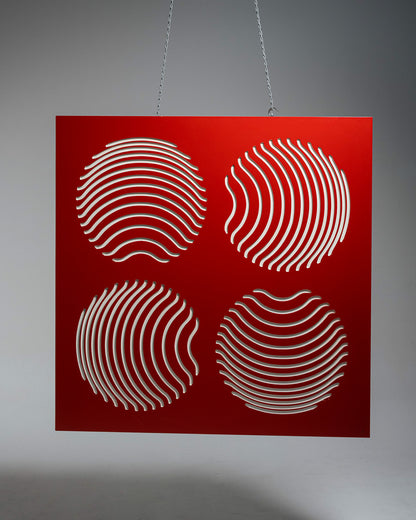 TABLEAU CINÉTIQUE ROUGE EN BOIS