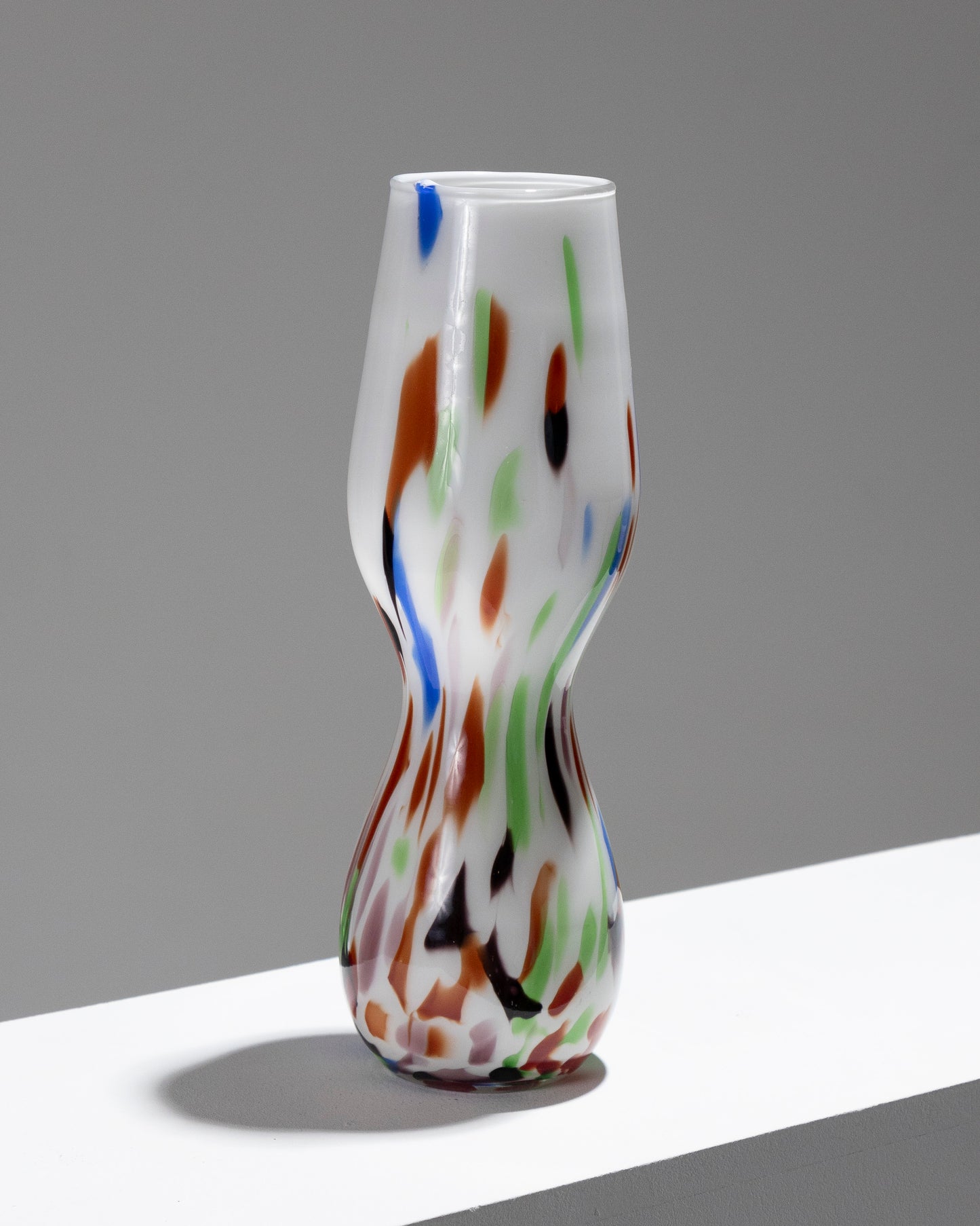 LONG COLORED BLOWN GLASS VASE, 1960s