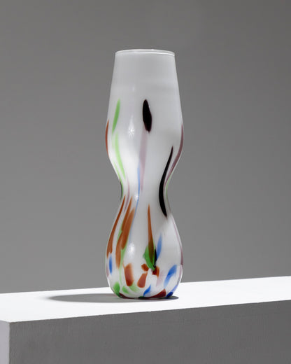 LONG COLORED BLOWN GLASS VASE, 1960s