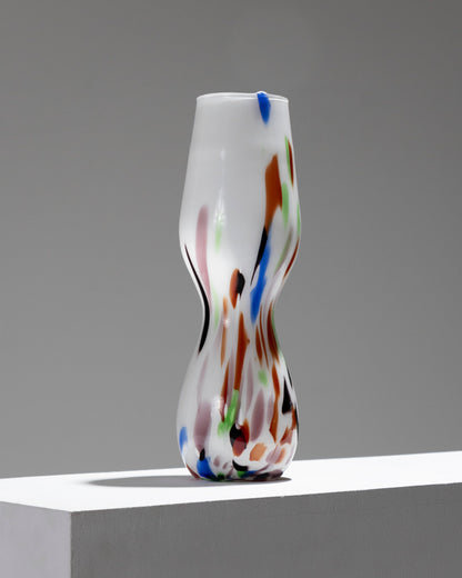 LONG COLORED BLOWN GLASS VASE, 1960s