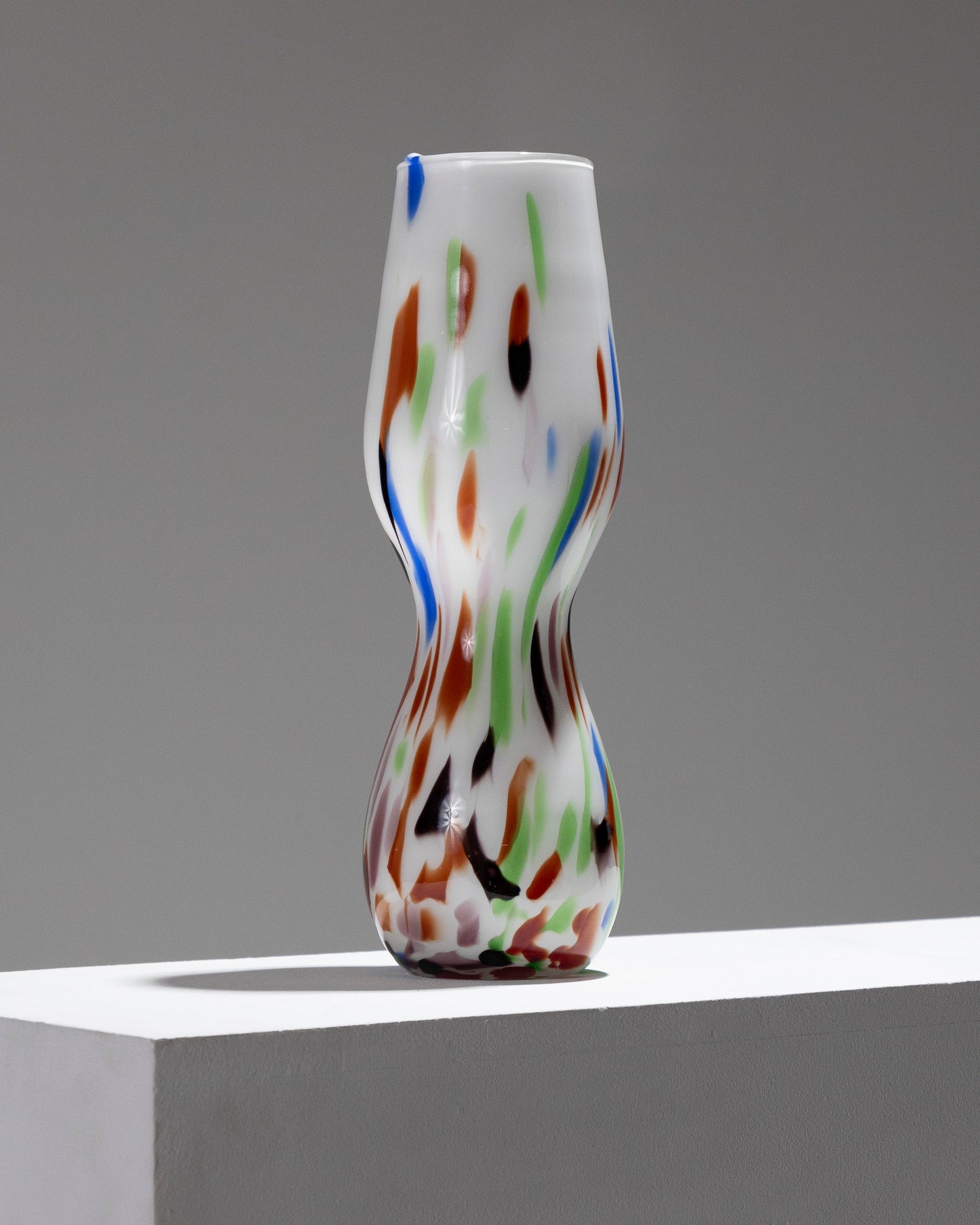 LONG COLORED BLOWN GLASS VASE, 1960s