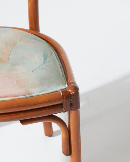 Rattan chair and blue flowery fabric