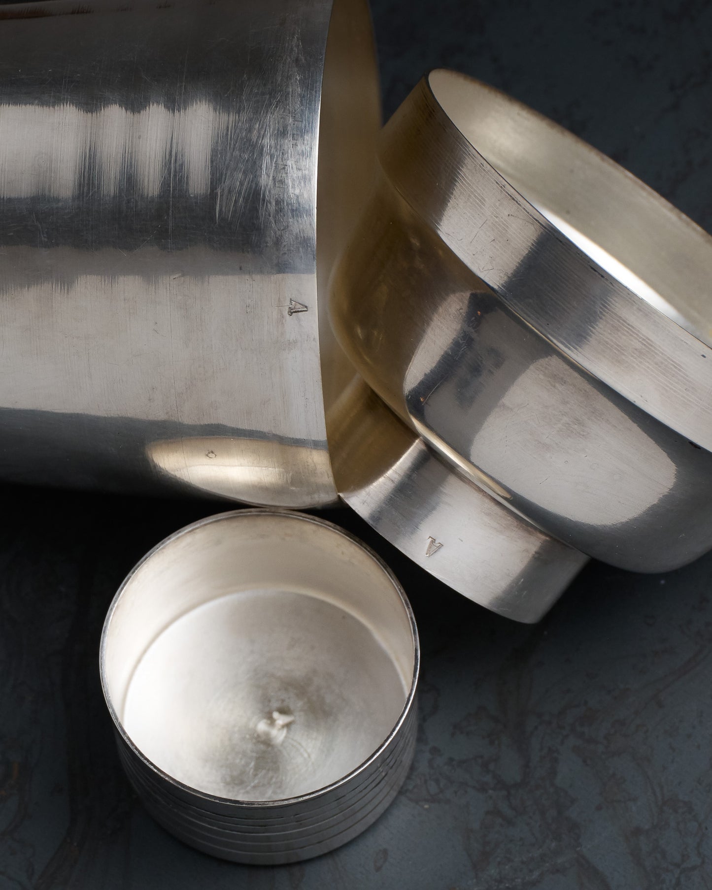 SILVER-PLATED METAL SHAKER, 1950s