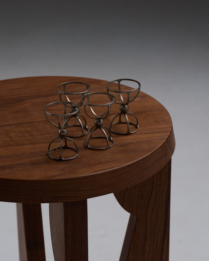 SET OF 4 METAL EGG CUPS, 1970s