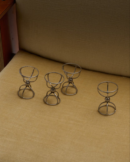 SET OF 4 METAL EGG CUPS, 1970s