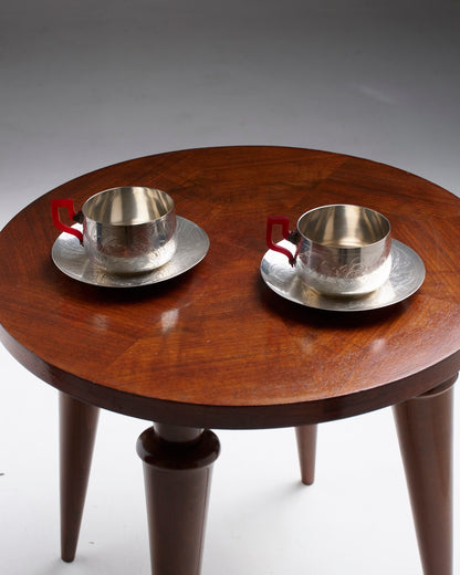 PAIR OF SILVER-PLATED METAL AND BAKELITE CUPS, 1930s