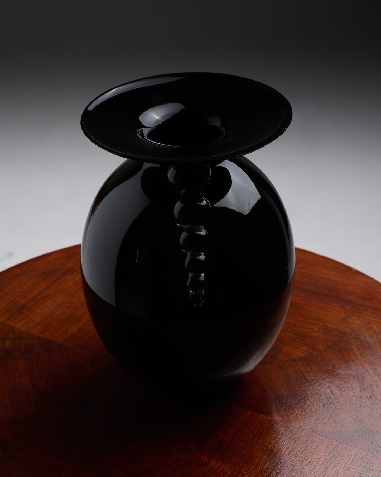 BLACK GLASS VASE, 1930s