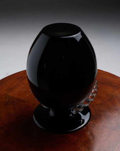 BLACK GLASS VASE, 1930s