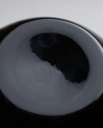 BLACK GLASS VASE, 1930s