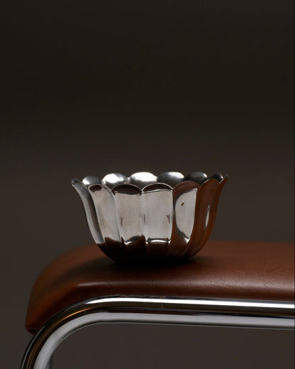 FLOWER-SHAPED SAUCER, METAL, 1960S