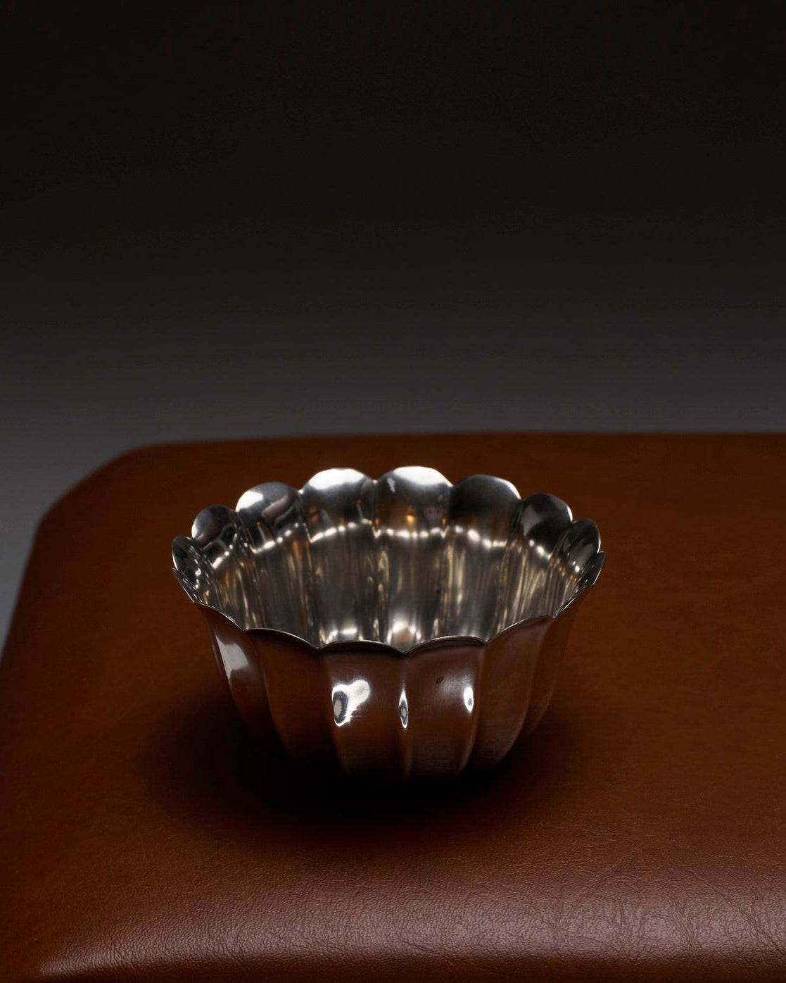 FLOWER-SHAPED SAUCER, METAL, 1960S