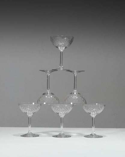 SET DE 6 COUPES À CHAMPAGNE, MODÈLE PARIS, BACCARAT