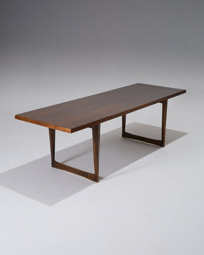 Scandinavian dark wood coffee table, 1960s