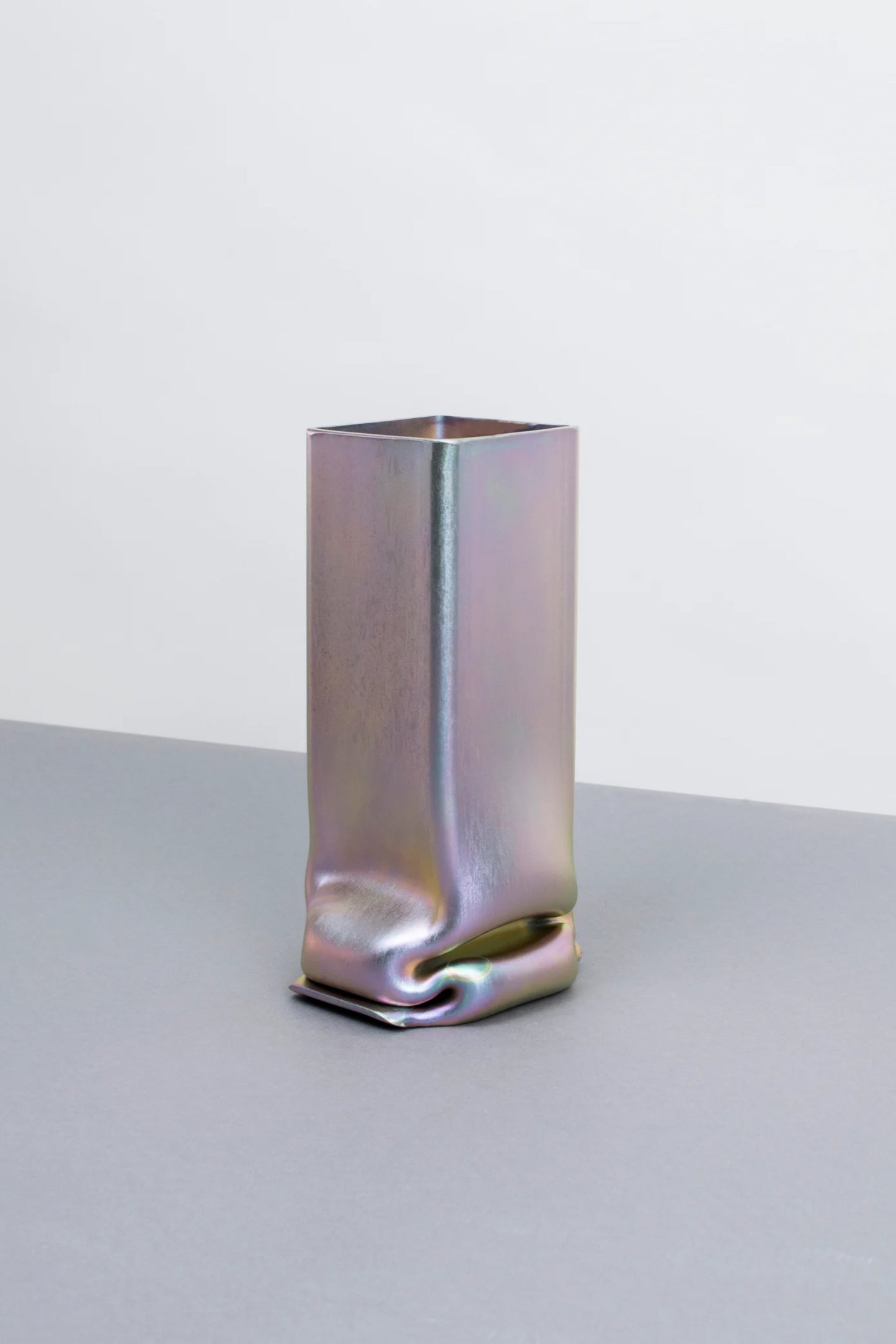 SMALL SQUARE "PRESSURE" ZINC VASE