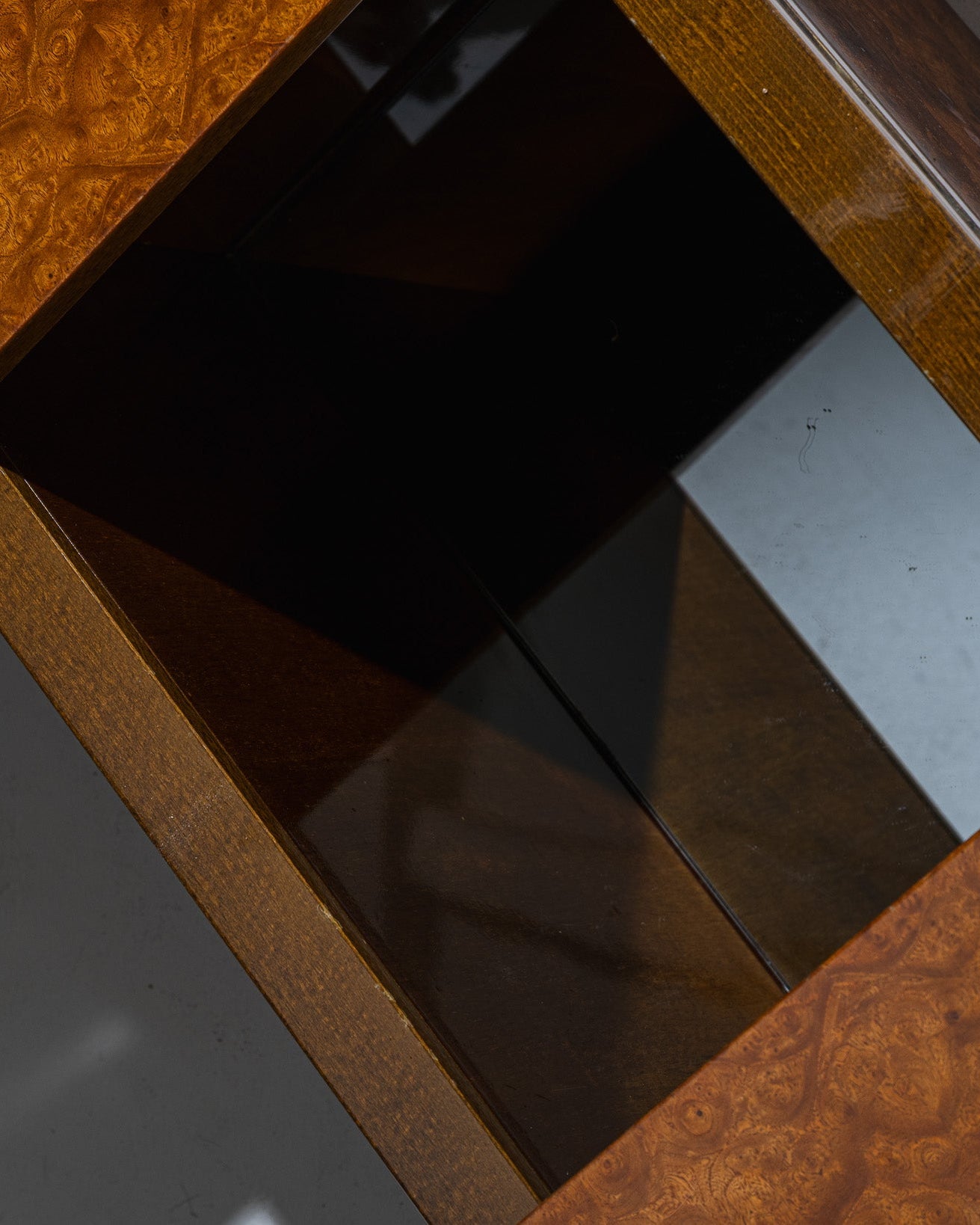 ELM BURL CHEST TABLE, 1970s