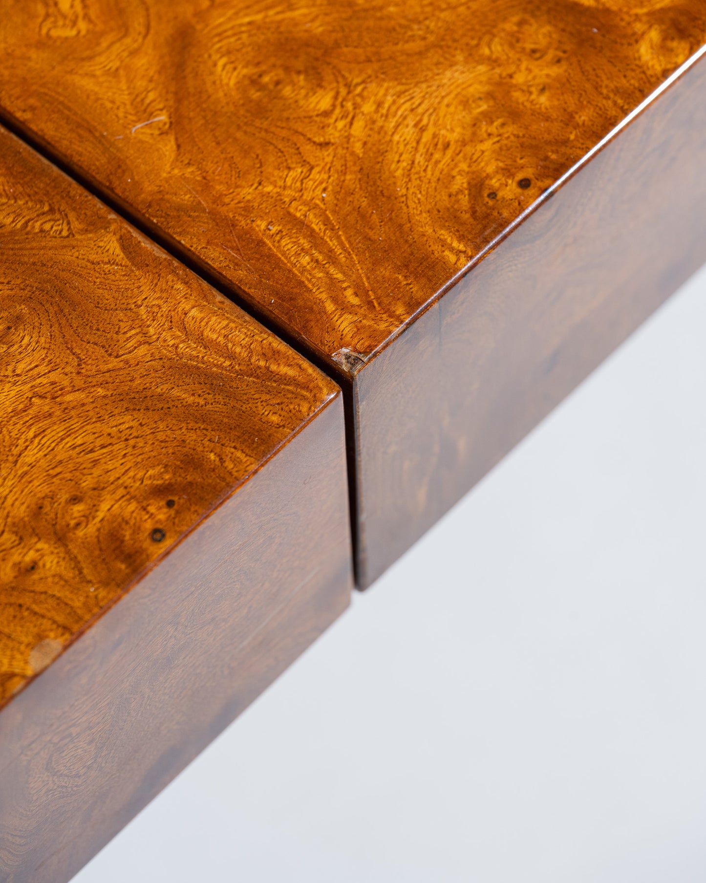 ELM BURL CHEST TABLE, 1970s