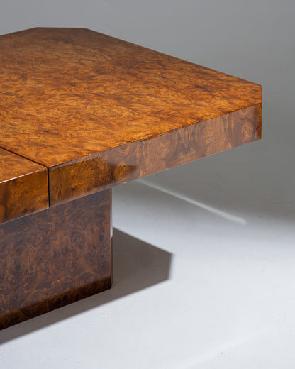 ELM BURL CHEST TABLE, 1970s