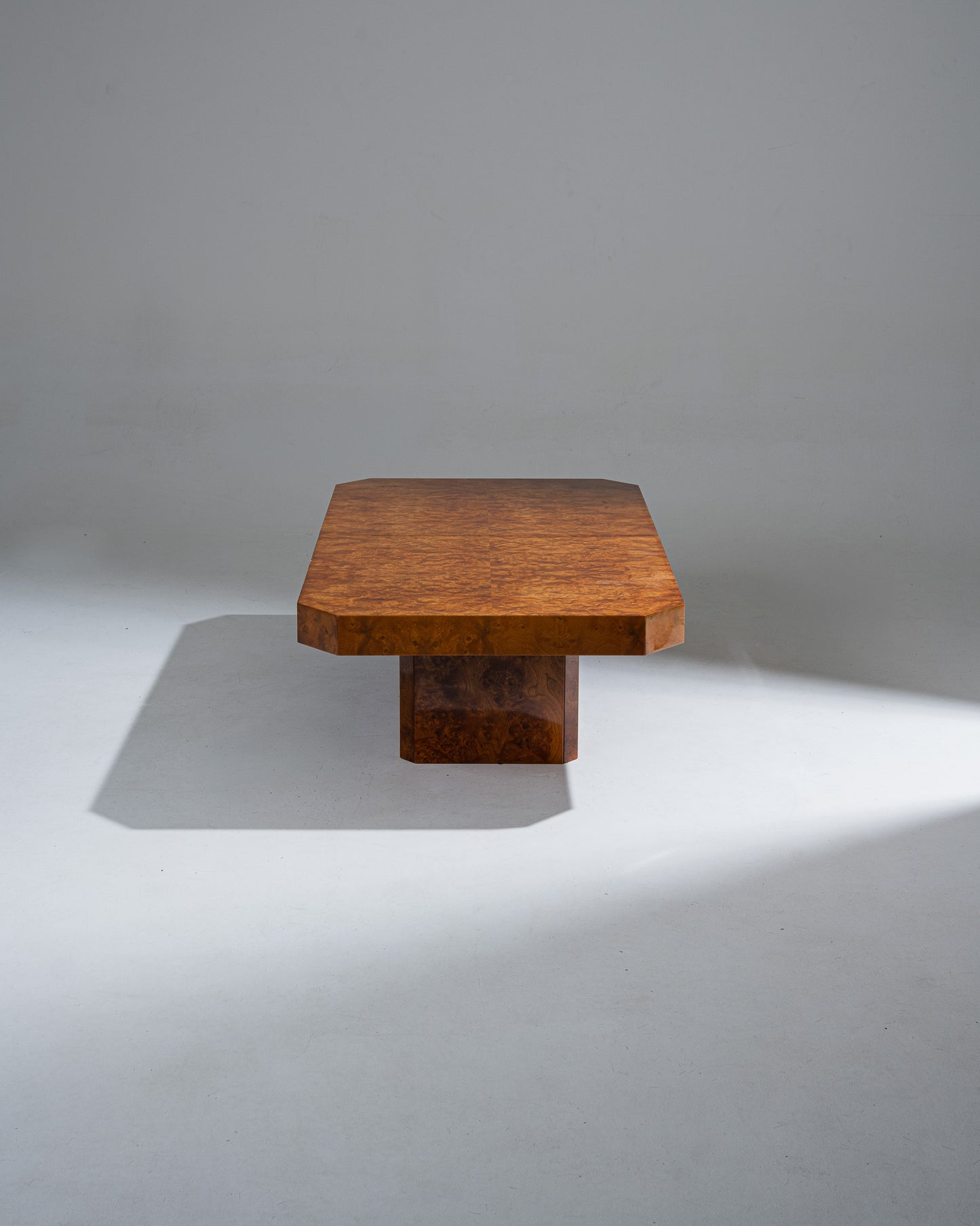 ELM BURL CHEST TABLE, 1970s