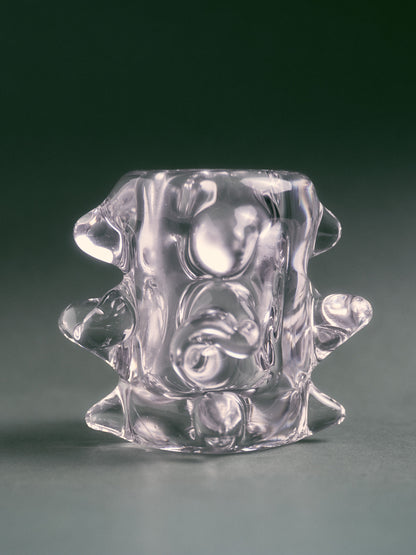 VASE EN CRISTAL MOULÉ, SCHNEIDER, 1950s