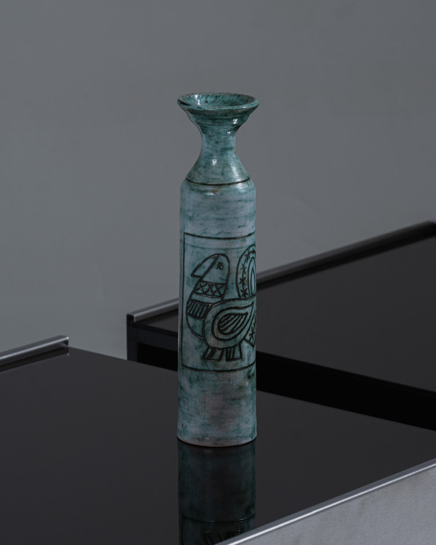 VASE EN CÉRAMIQUE BLEU, BERNARD LECLERC, 1980s