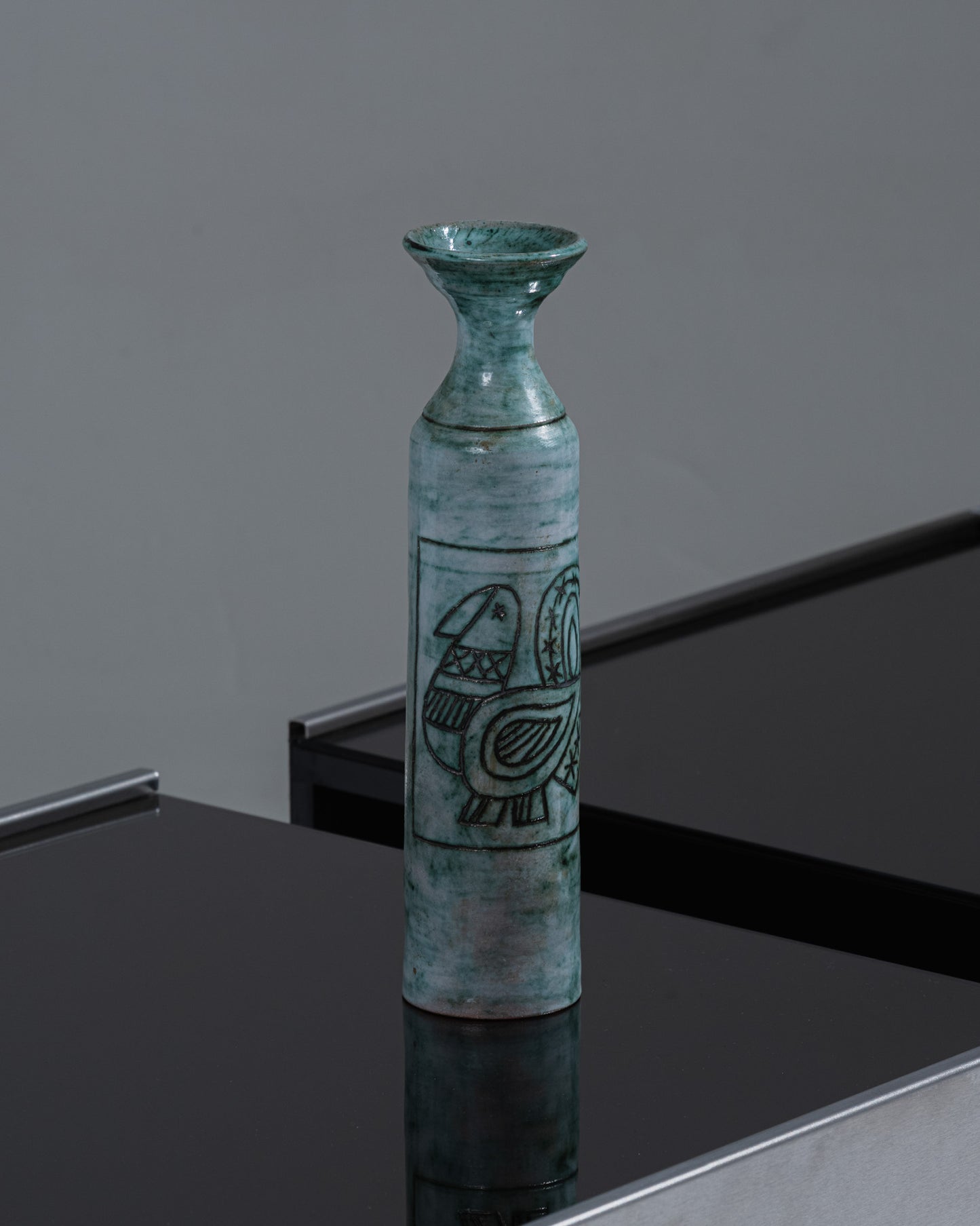 VASE EN CÉRAMIQUE BLEU, BERNARD LECLERC, 1980s