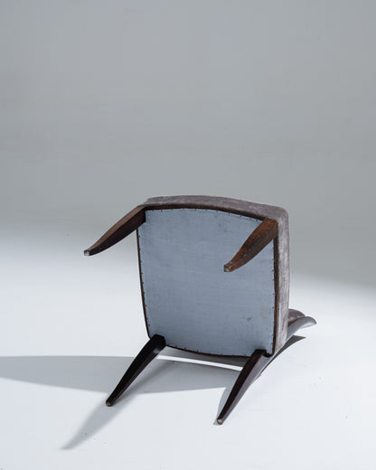 CHAISE EN VELOUR ET BOIS, ALFRED PORTENEUVE, 1940s