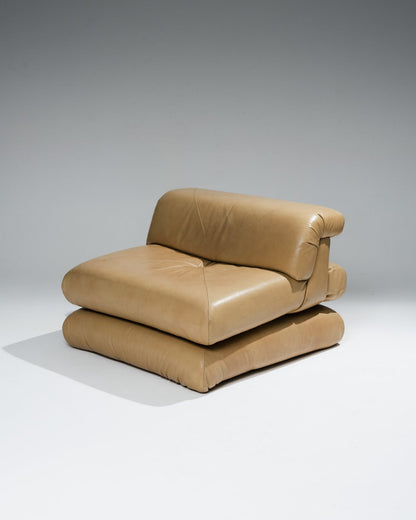 FAUTEUIL MAH JONG EN CUIR, ROCHE BOBOIS, 1970s