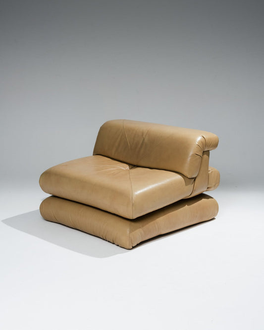 FAUTEUIL MAH JONG EN CUIR, ROCHE BOBOIS, 1970s