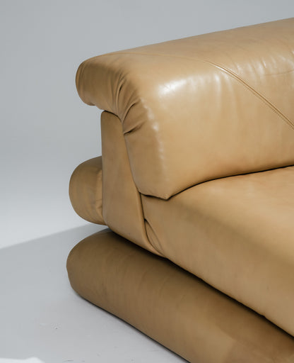 FAUTEUIL MAH JONG EN CUIR, ROCHE BOBOIS, 1970s