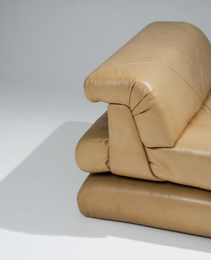 FAUTEUIL MAH JONG EN CUIR, ROCHE BOBOIS, 1970s