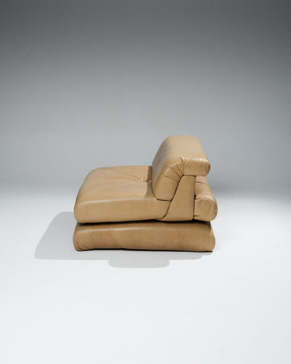 FAUTEUIL MAH JONG EN CUIR, ROCHE BOBOIS, 1970s