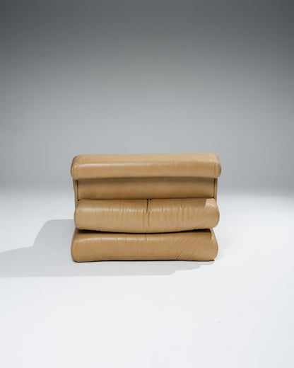 FAUTEUIL MAH JONG EN CUIR, ROCHE BOBOIS, 1970s